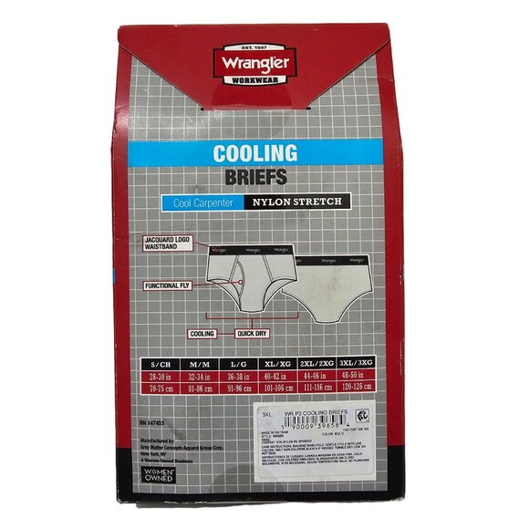 NWT Wrangler Men's Cooling Soft Stretch Briefs 3 Pack Size 3XL Comfort Waistband - Picture 2 of 8